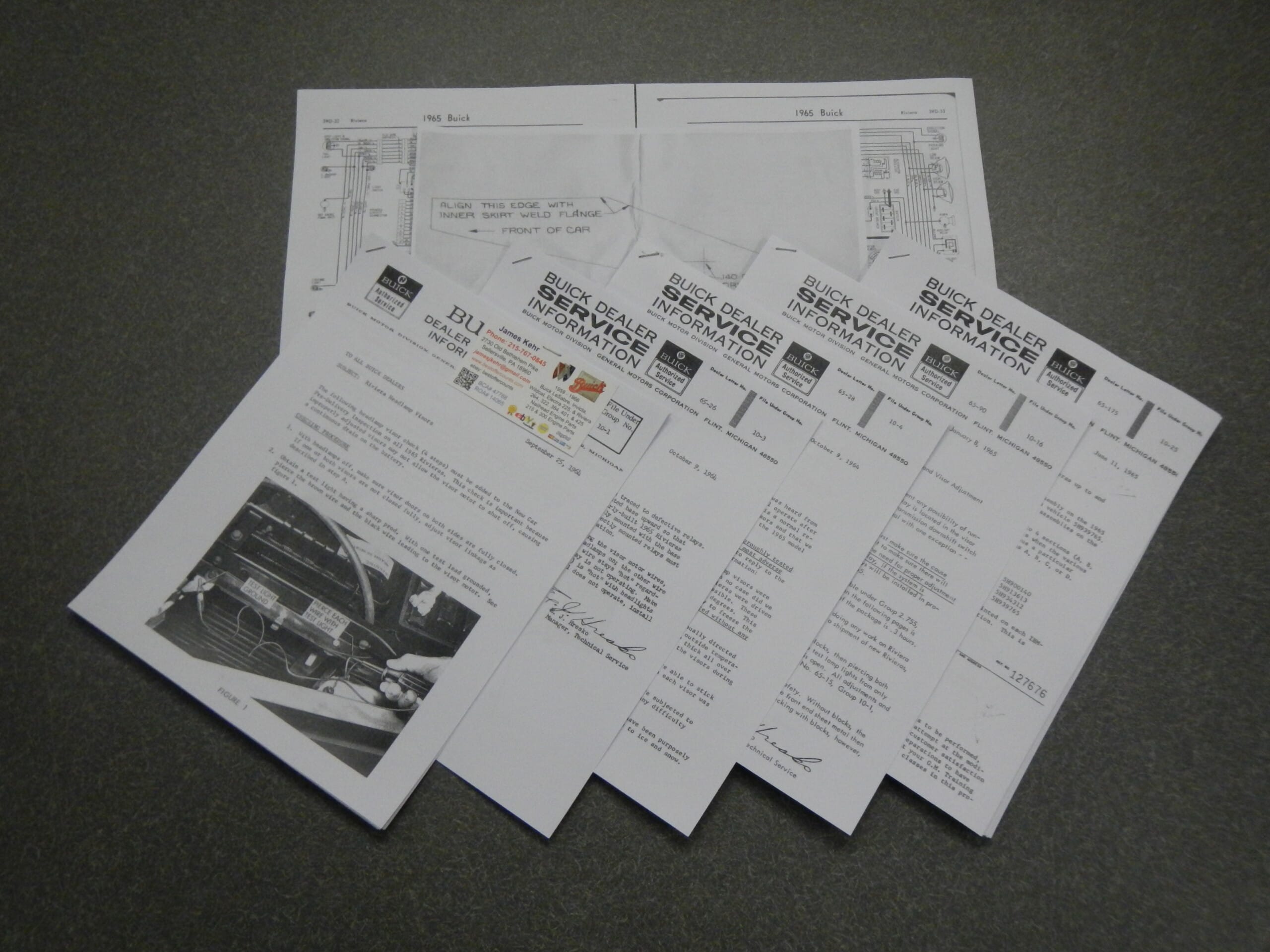 1965 Buick Riviera Clamshell Headlight Shop Manual Repair Service Clam Shell 65