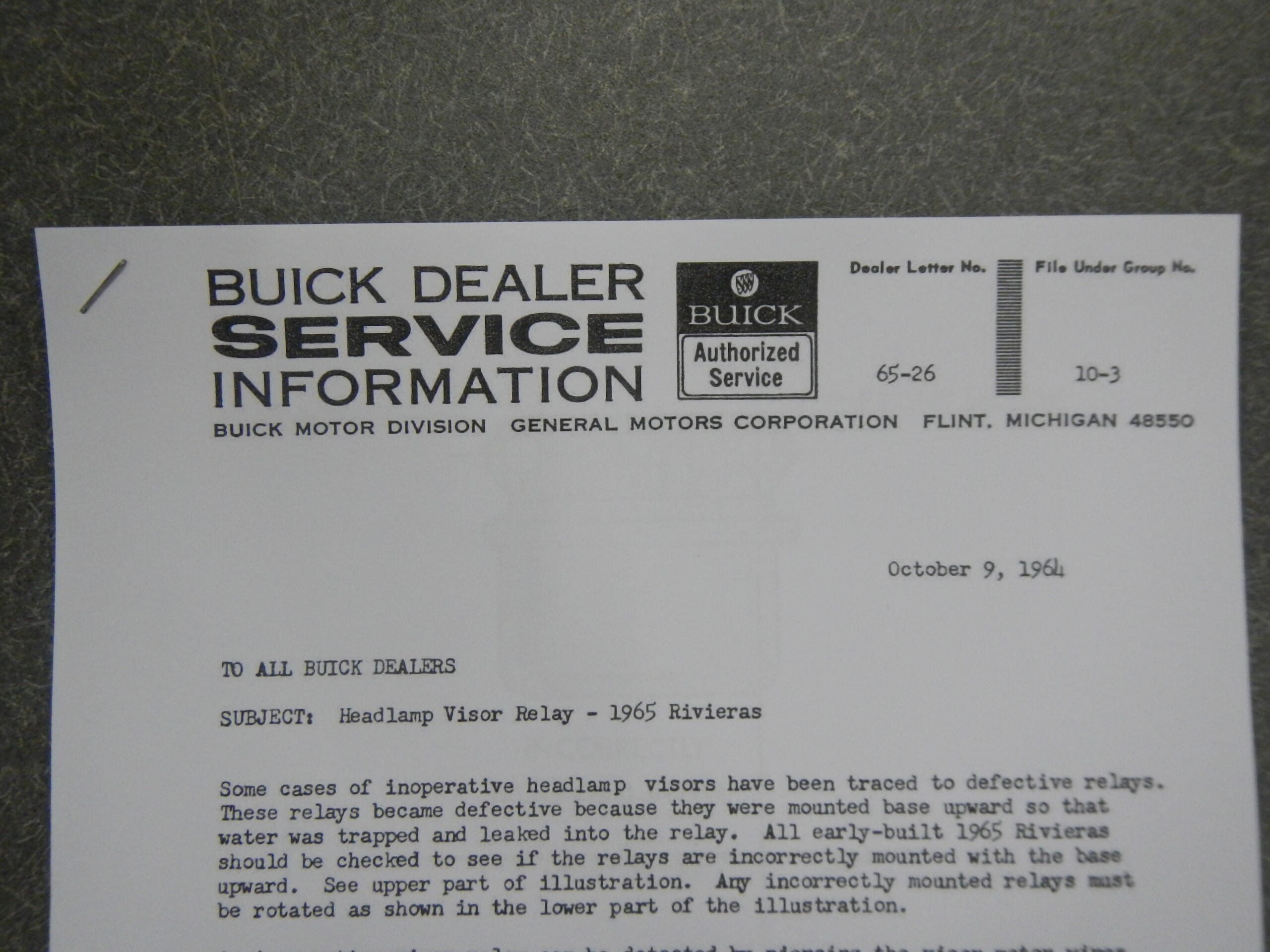 1965 Buick Riviera Clamshell Headlight Shop Manual Repair Service Clam Shell 65 - Image 4