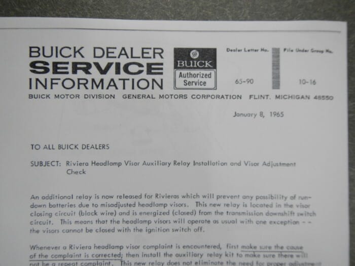 1965 Buick Riviera Clamshell Headlight Shop Manual Repair Service Clam Shell 65 - Image 6